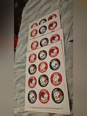 Peanuts Snoopy Christmas 4 Sticker Seals Sheets - Red & Green